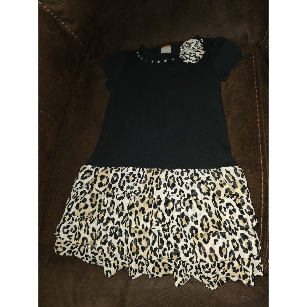 Gymboree leopard chic black dress size 4